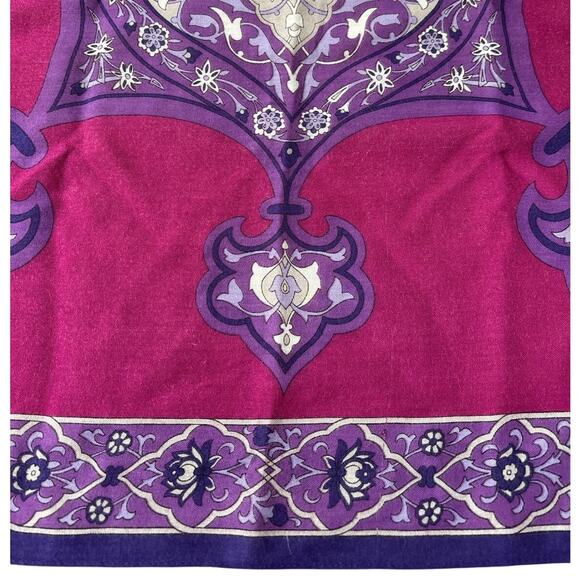 Vintage Oscar de la Renta Accessory Street Scarf Pink Purple Gray Soft Rayon - Picture 4 of 8